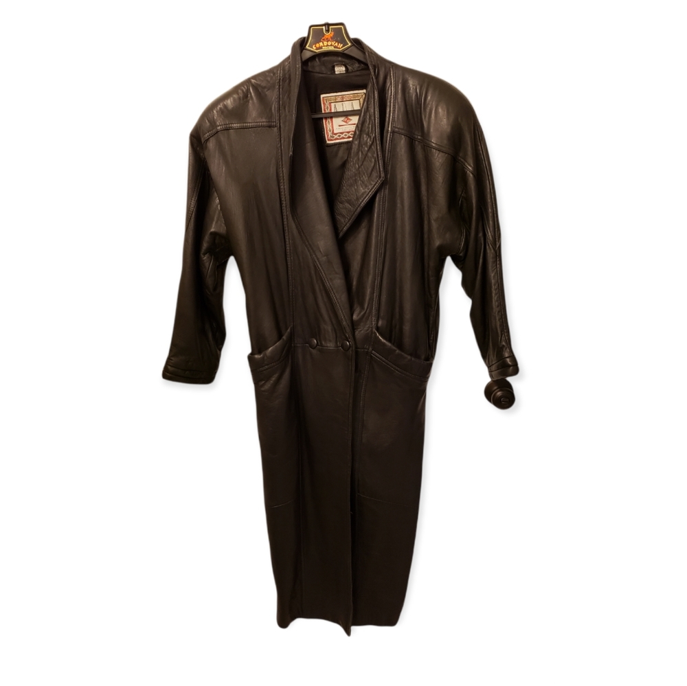 Vintage Labies 1980's full length leather jacket